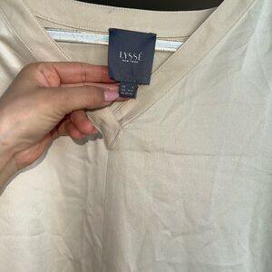Lysse Beige V-Neck Blouse long sleeve